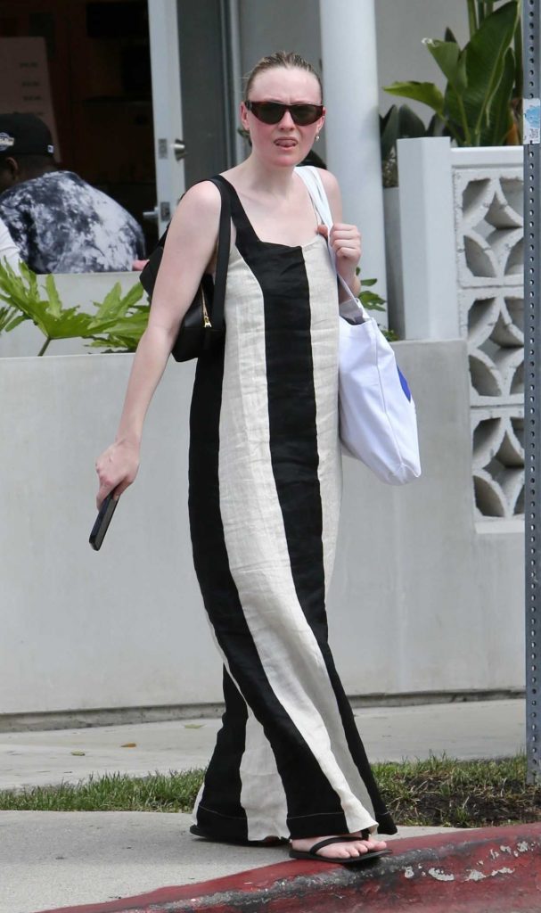 Dakota Fanning in a Black and White Dress