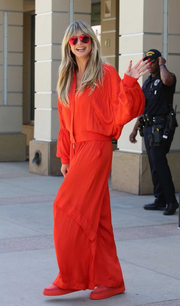 Heidi Klum in a Red Pantsuit