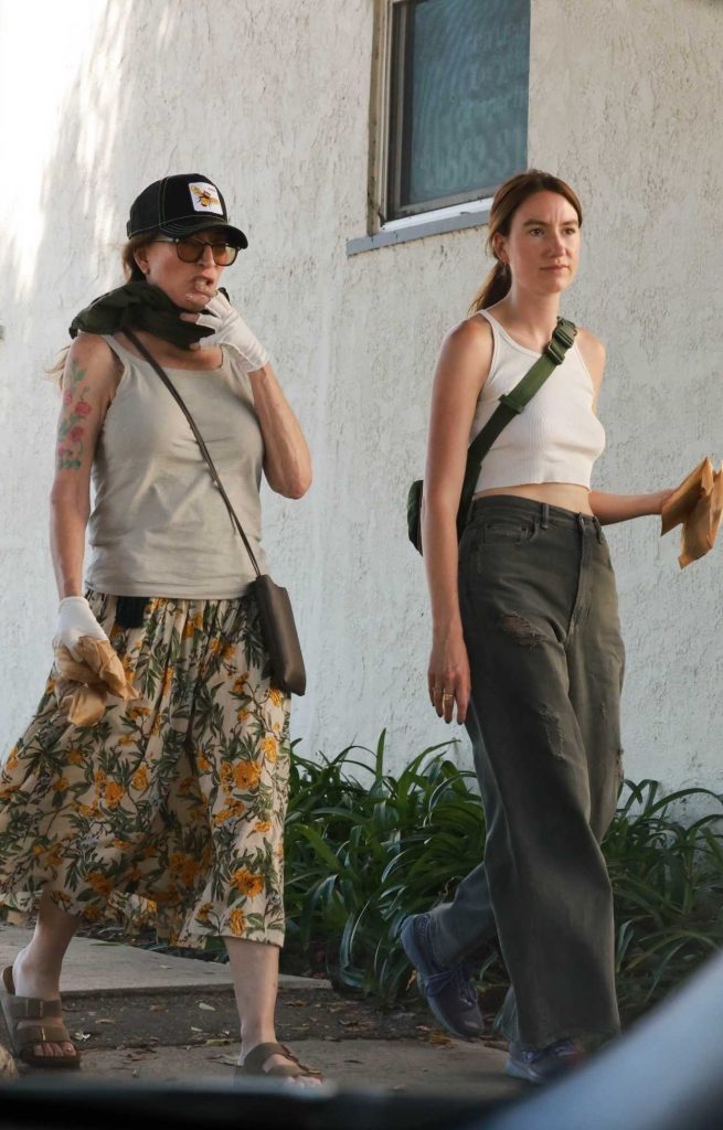 Katey Sagal in a Floral Skirt