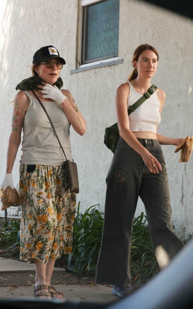 Katey Sagal in a Floral Skirt