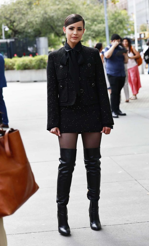Sofia Carson in a Black Mini Dress
