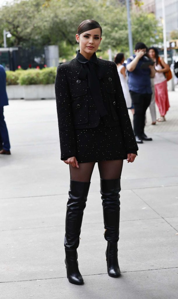 Sofia Carson in a Black Mini Dress