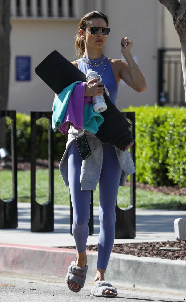 Alessandra Ambrosio in a Blue Workout Ensemble