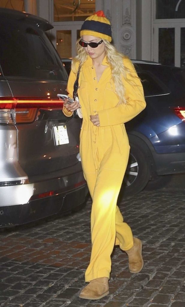 Gigi Hadid in a Yellow Jumpsuit