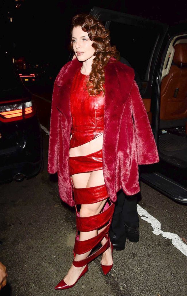 Julia Fox in a Red Fur Coat