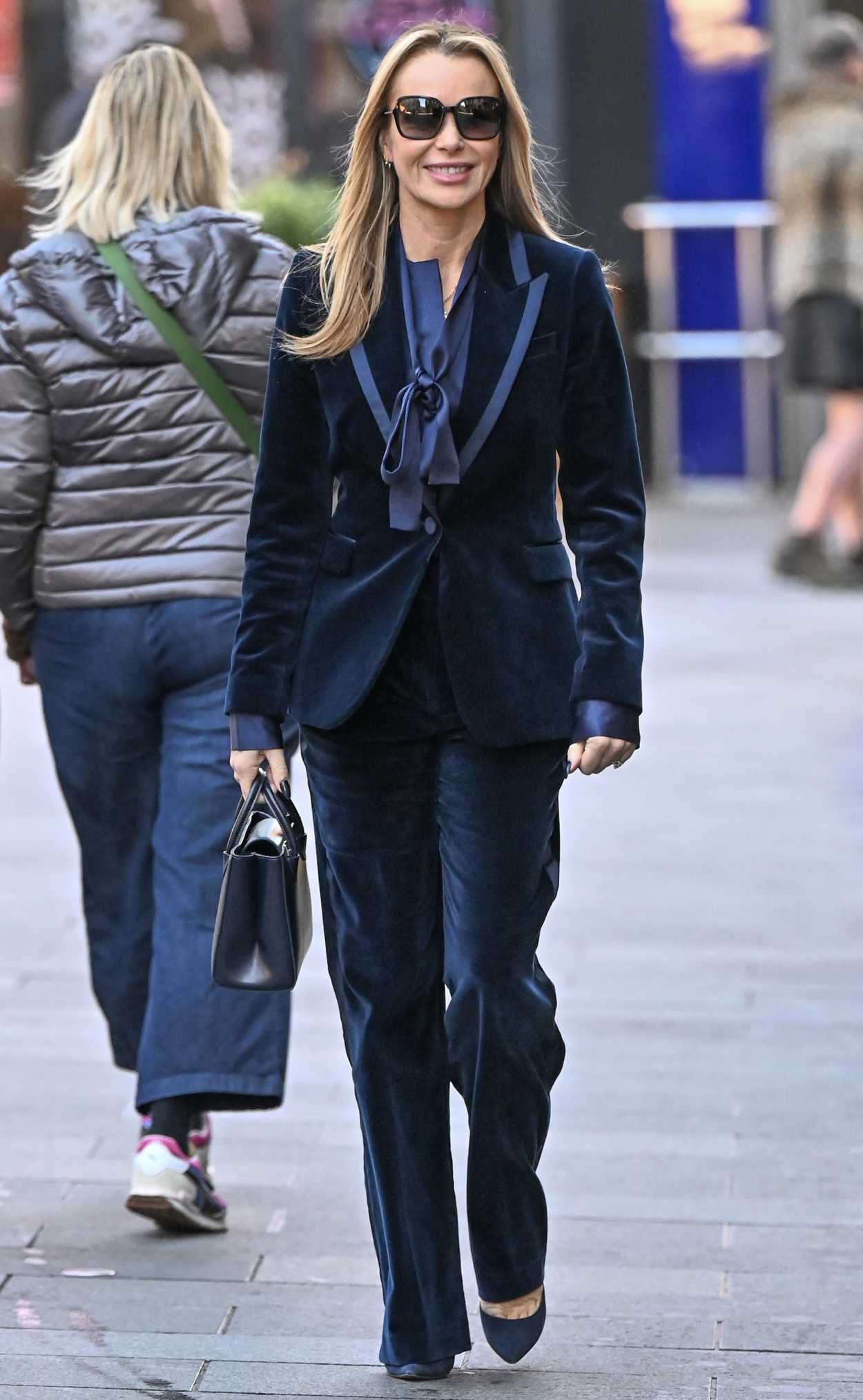 Amanda Holden in a Blue Pantsuit Leaves the Global Studios Heart ...