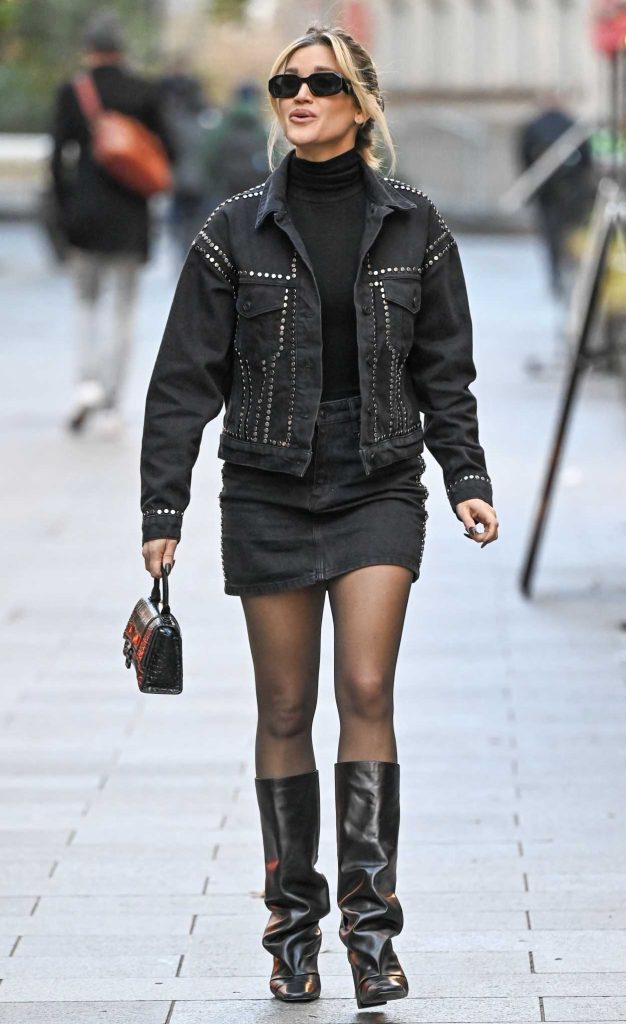 Ashley Roberts in a Black Denim Ensemble