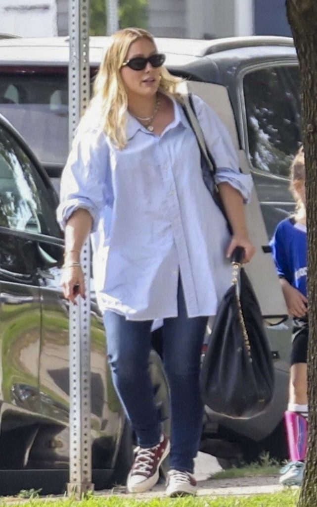 Hilary Duff in a Baby Blue Shirt