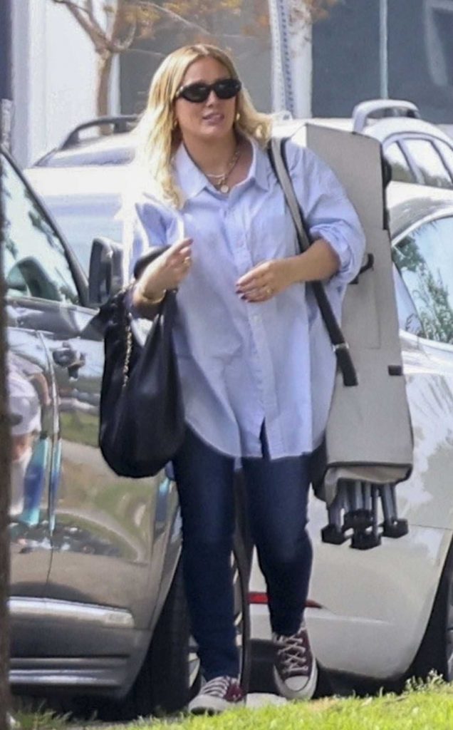 Hilary Duff in a Baby Blue Shirt