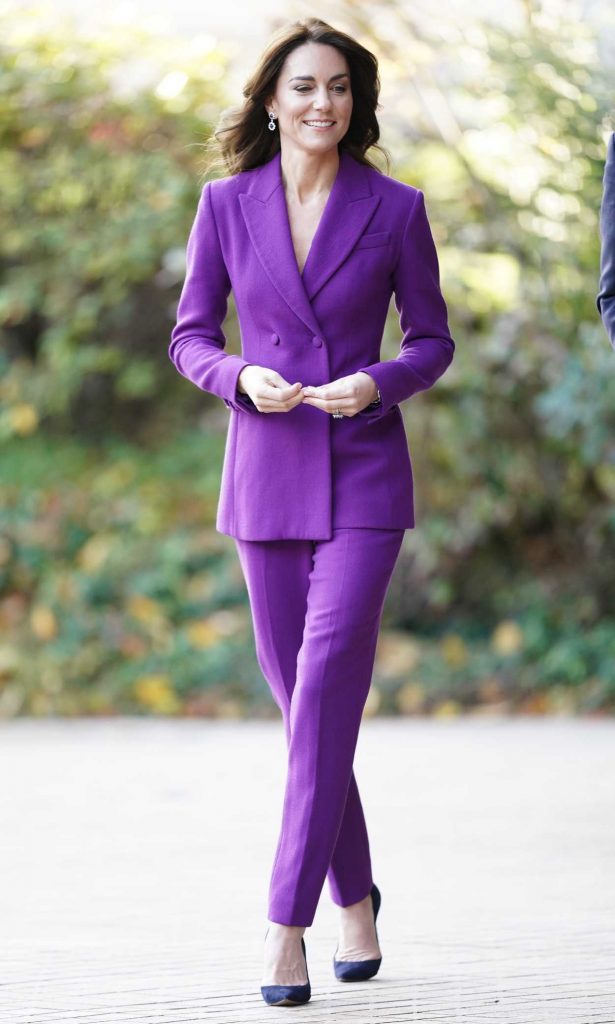 Kate Middleton in a Purple Pantsuit