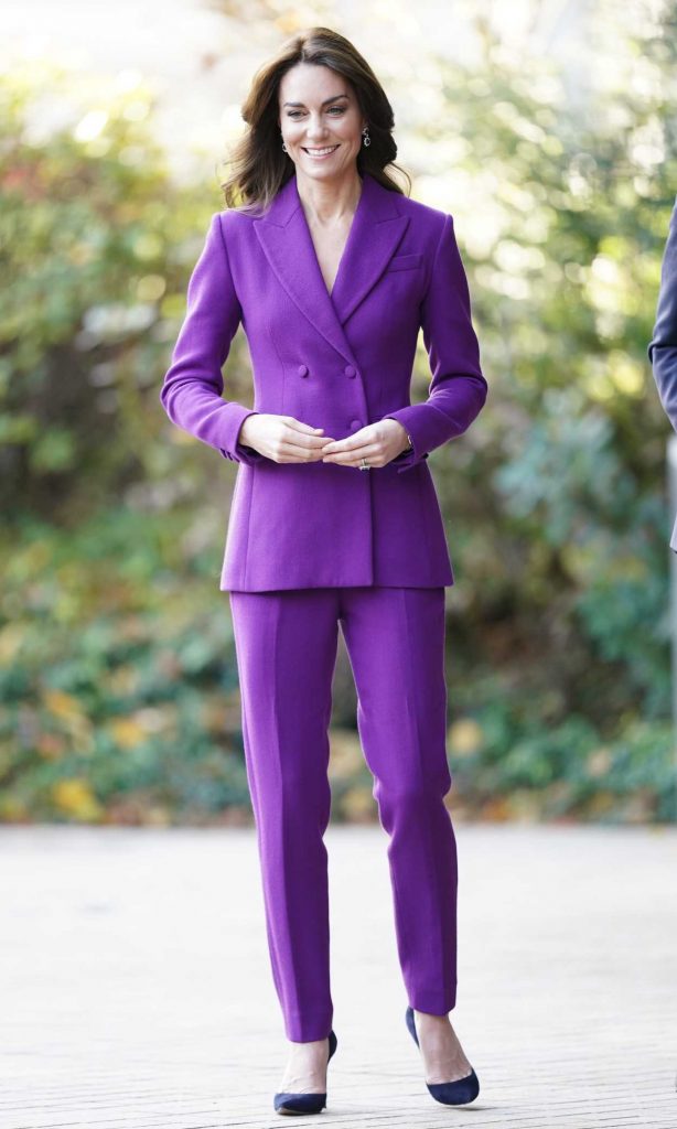 Kate Middleton in a Purple Pantsuit