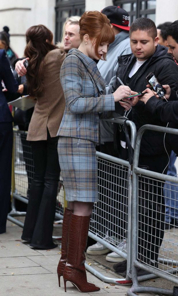 Nicola Roberts in a Grey Plaid Suit
