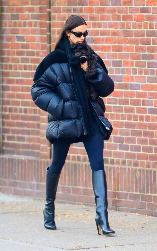 Irina Shayk in a Black Puffer Jacket