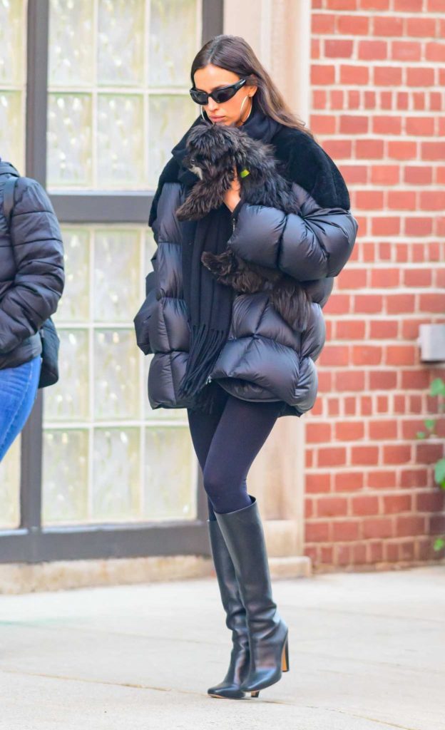 Irina Shayk in a Black Puffer Jacket