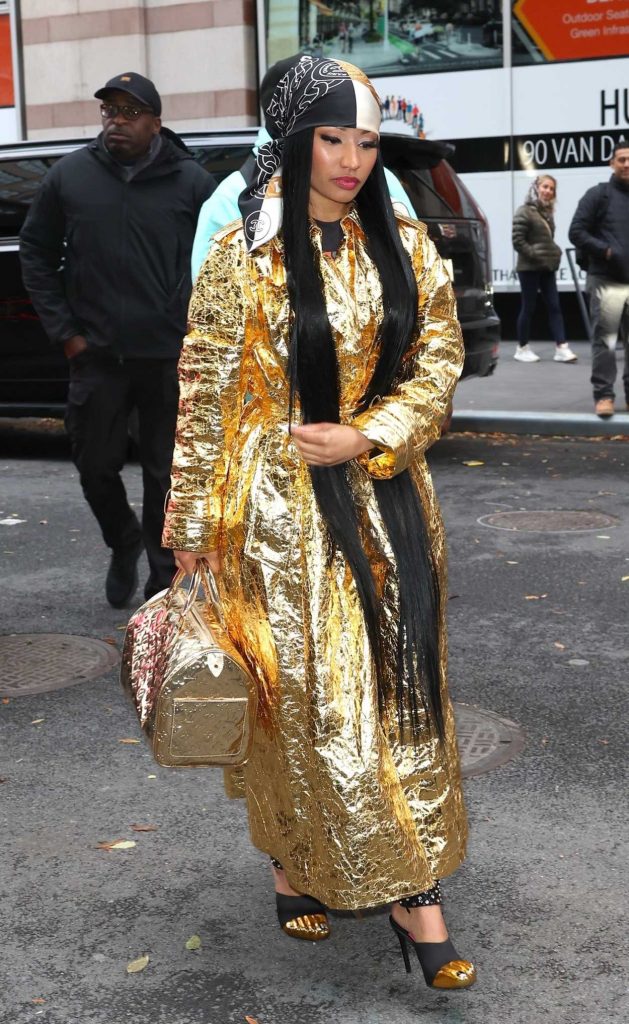 Nicki Minaj in a Gold Coat