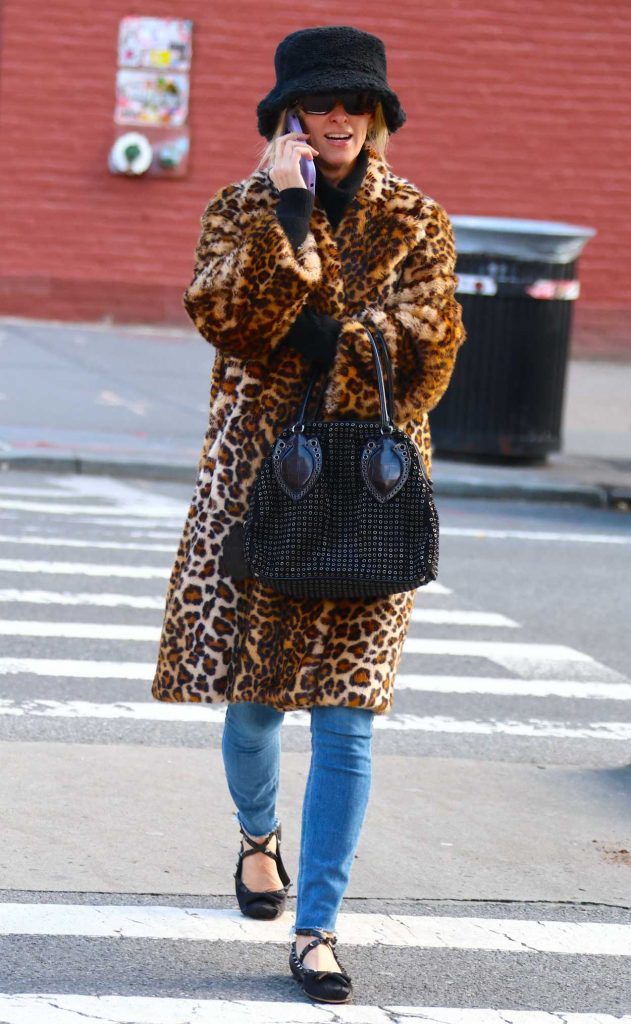 Nicky Hilton in an Leopard Print Fur Coat