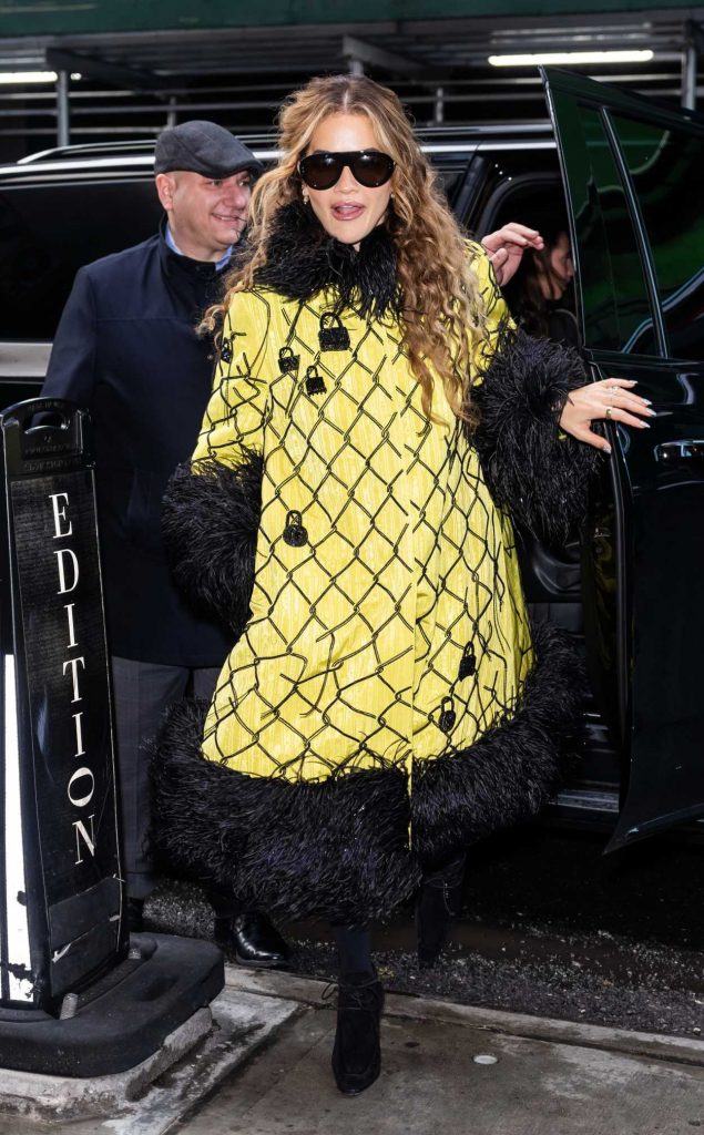 Rita Ora in a Yellow Coat