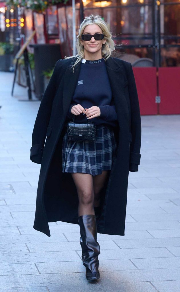 Ashley Roberts in a Blue Plaid Mini Skirt