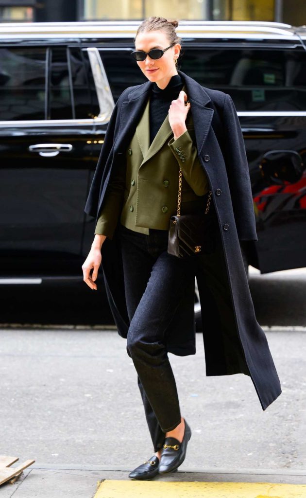 Karlie Kloss in a Black Coat