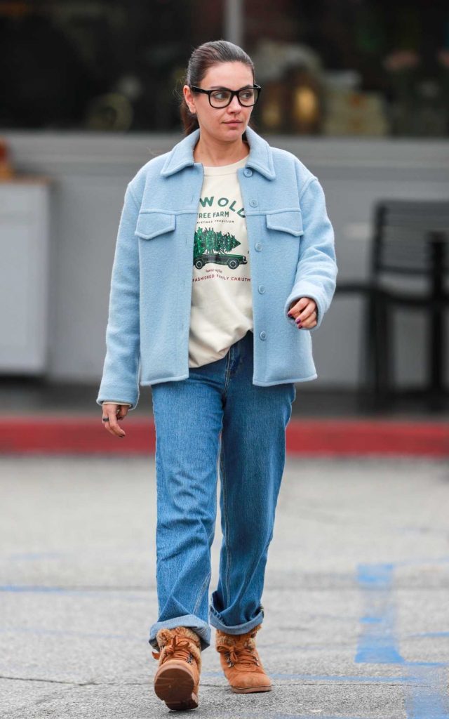 Mila Kunis in a Baby Blue Jacket