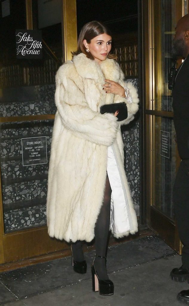 Olivia Jade in a White Fur Coat