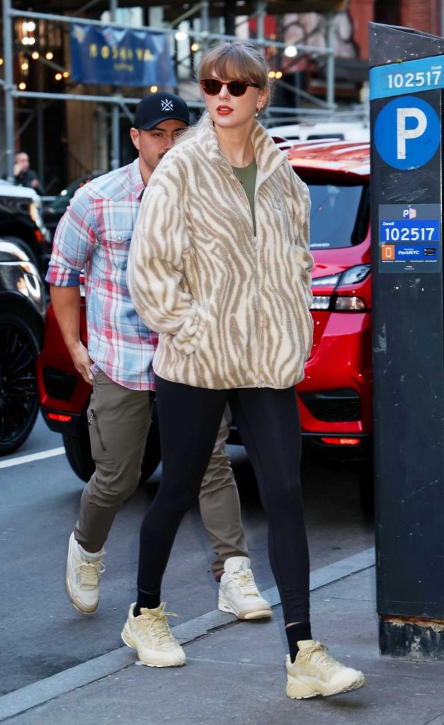 Taylor Swift in an Animal Print Jacket