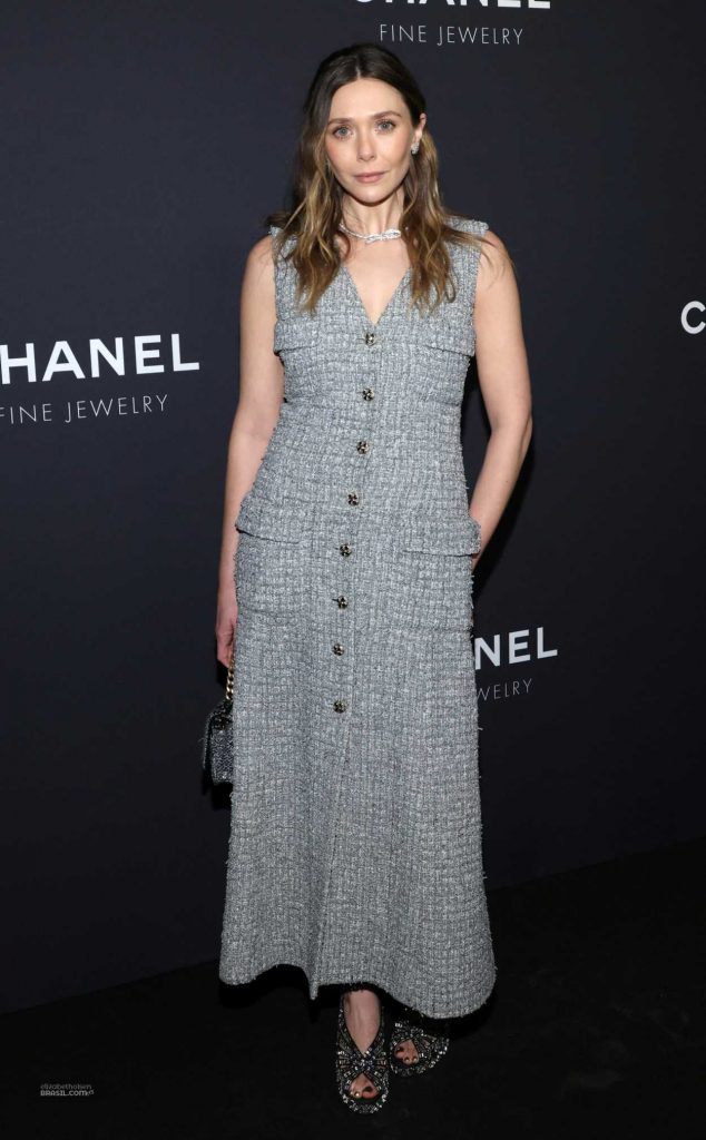 Elizabeth Olsen in a Grey Dress
