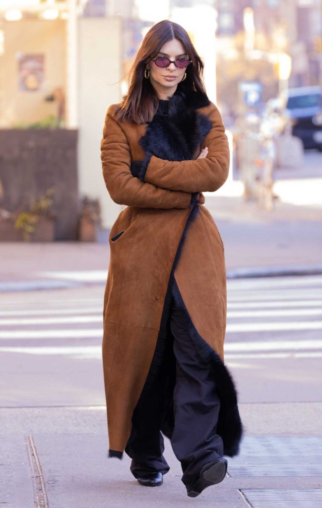 Emily Ratajkowski in a Tan Coat