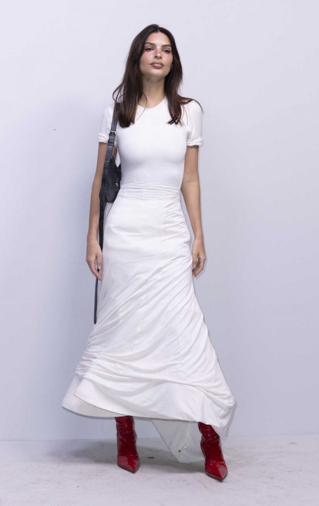 Emily Ratajkowski in a White Dress