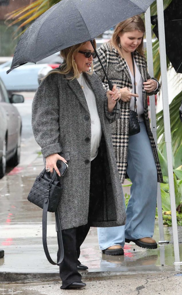 Hilary Duff in a Grey Coat
