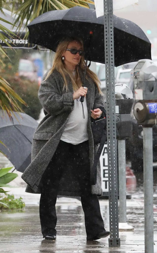 Hilary Duff in a Grey Coat