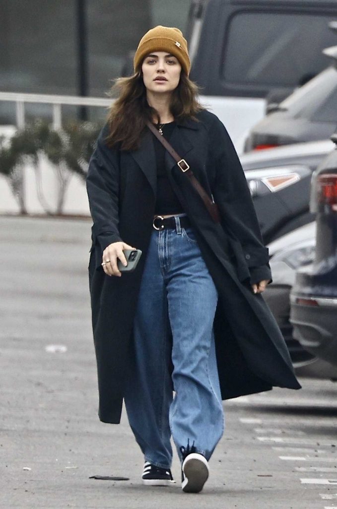 Lucy Hale in a Black Coat