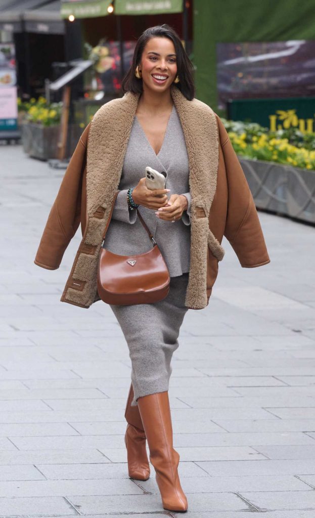 Rochelle Humes in a Grey Ensemble