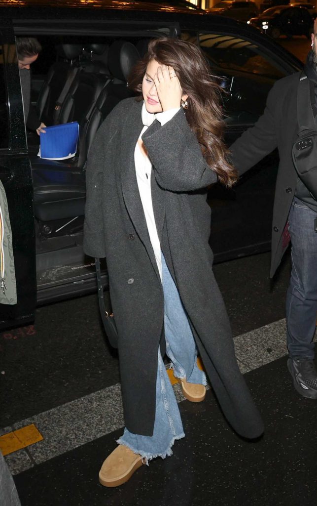 Selena Gomez in a Black Coat