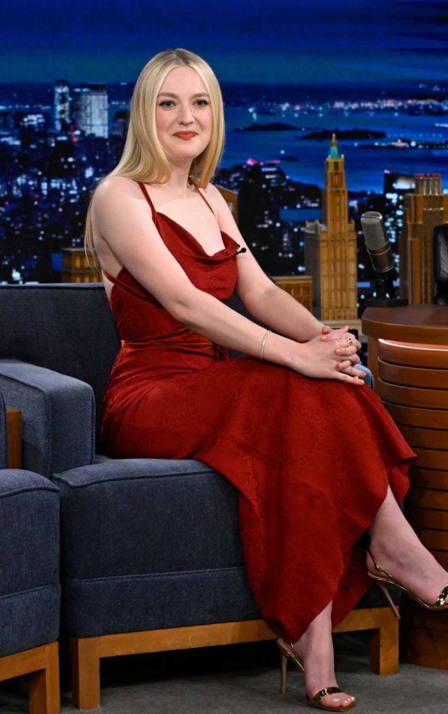 Dakota Fanning in a Red Dress
