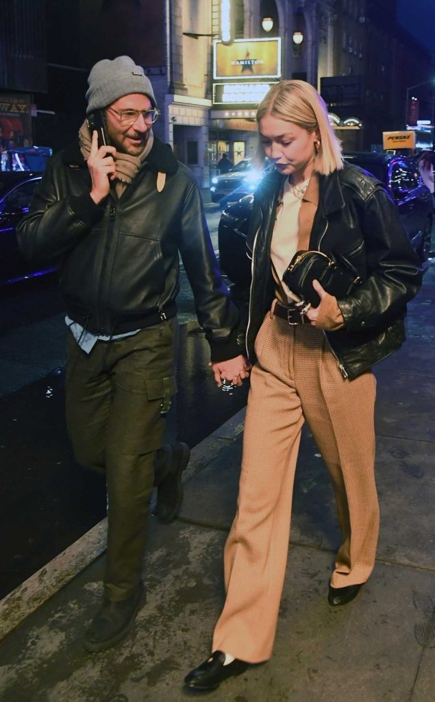 Gigi Hadid in a Black Leather Jacket