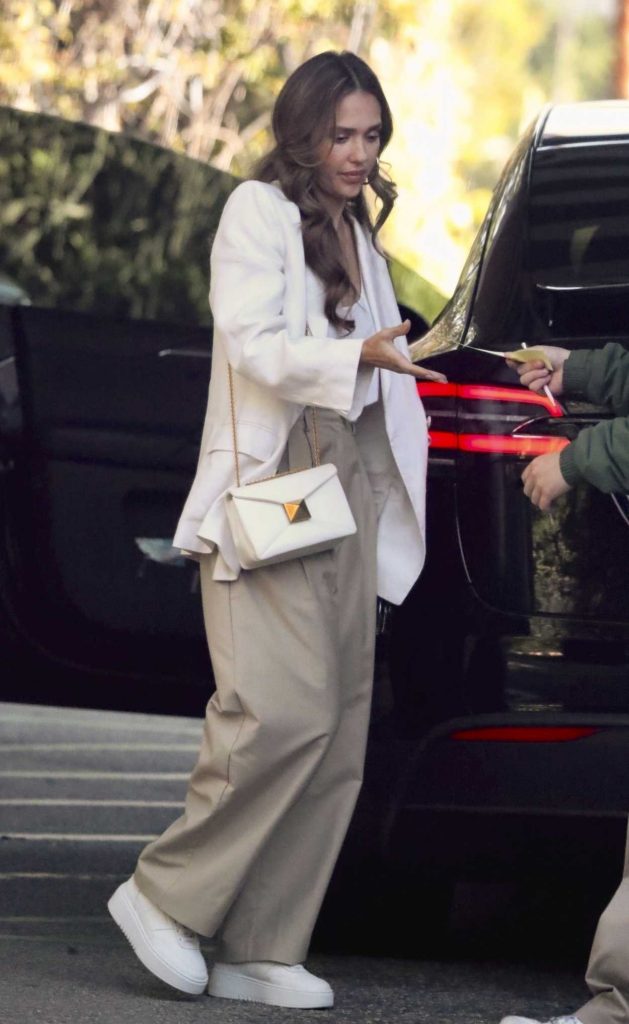 Jessica Alba in a White Blazer