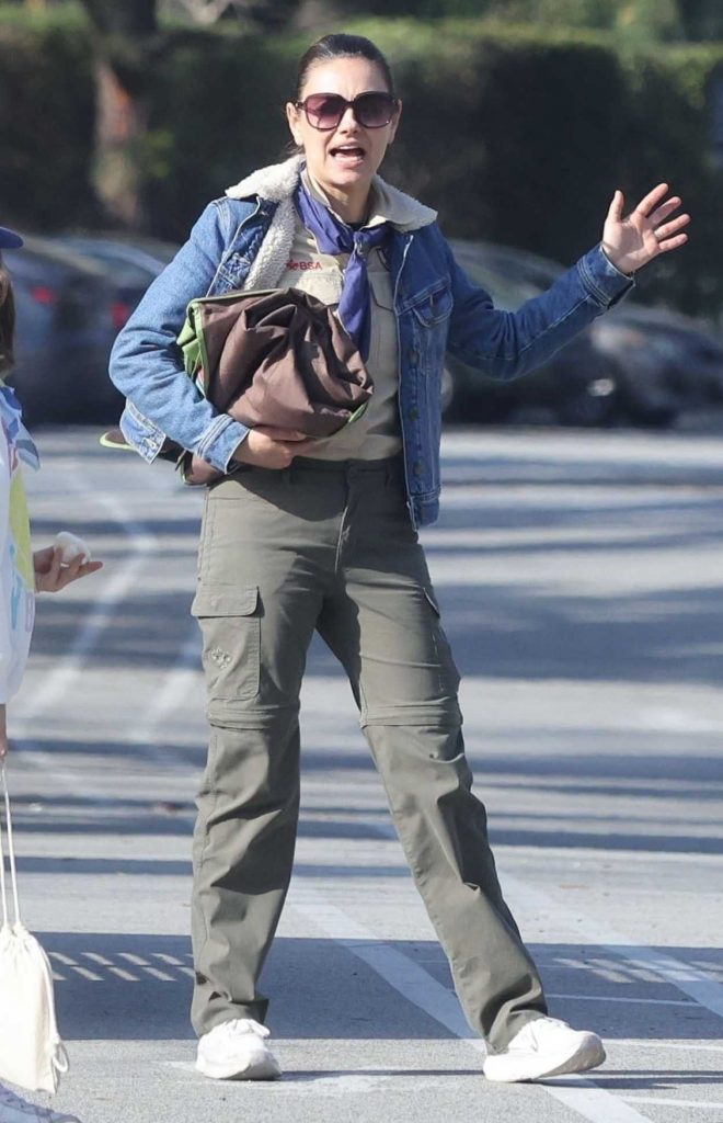 Mila Kunis in an Olive Pants