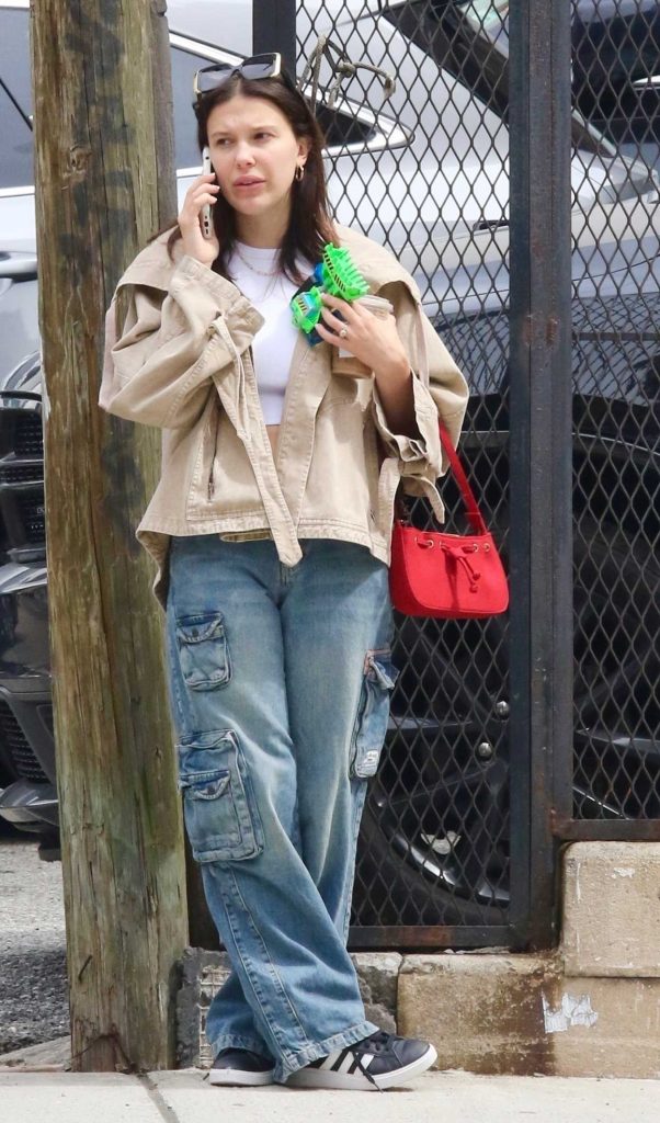 Millie Bobby Brown in a Beige Jacket