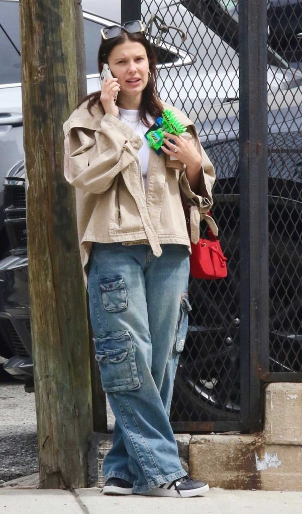 Millie Bobby Brown in a Beige Jacket