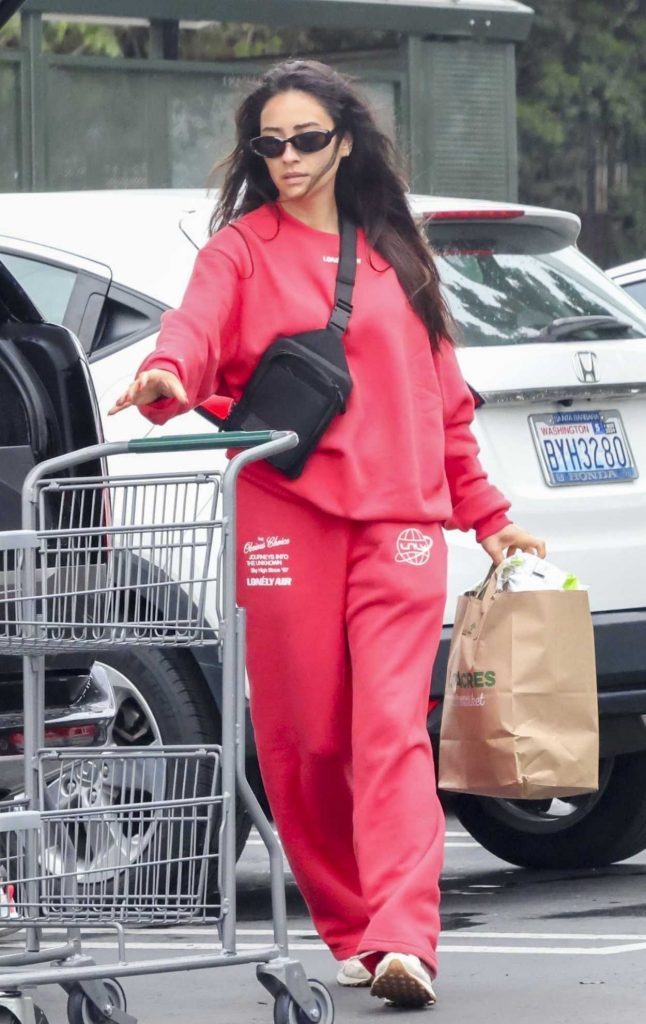 Shay Mitchell in a Red Sweatsuit