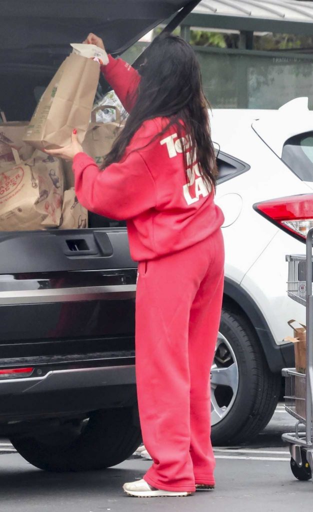 Shay Mitchell in a Red Sweatsuit