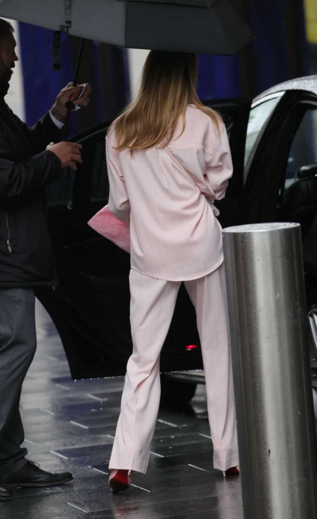 Amanda Holden in a Pink Pantsuit