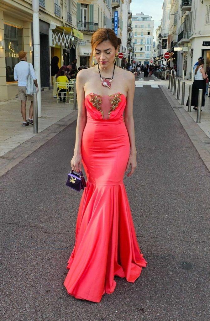 Blanca Blanco in a Red Dress