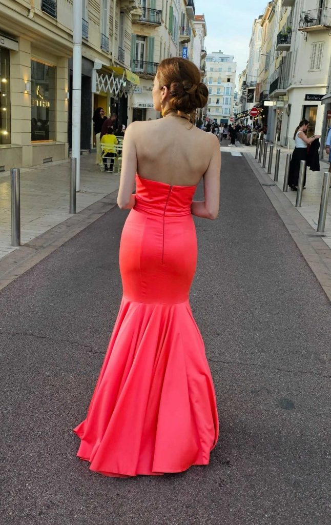 Blanca Blanco in a Red Dress