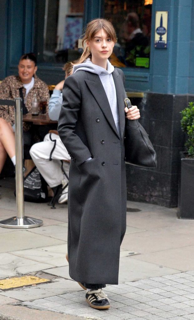 Daisy Edgar-Jones in a Grey Coat