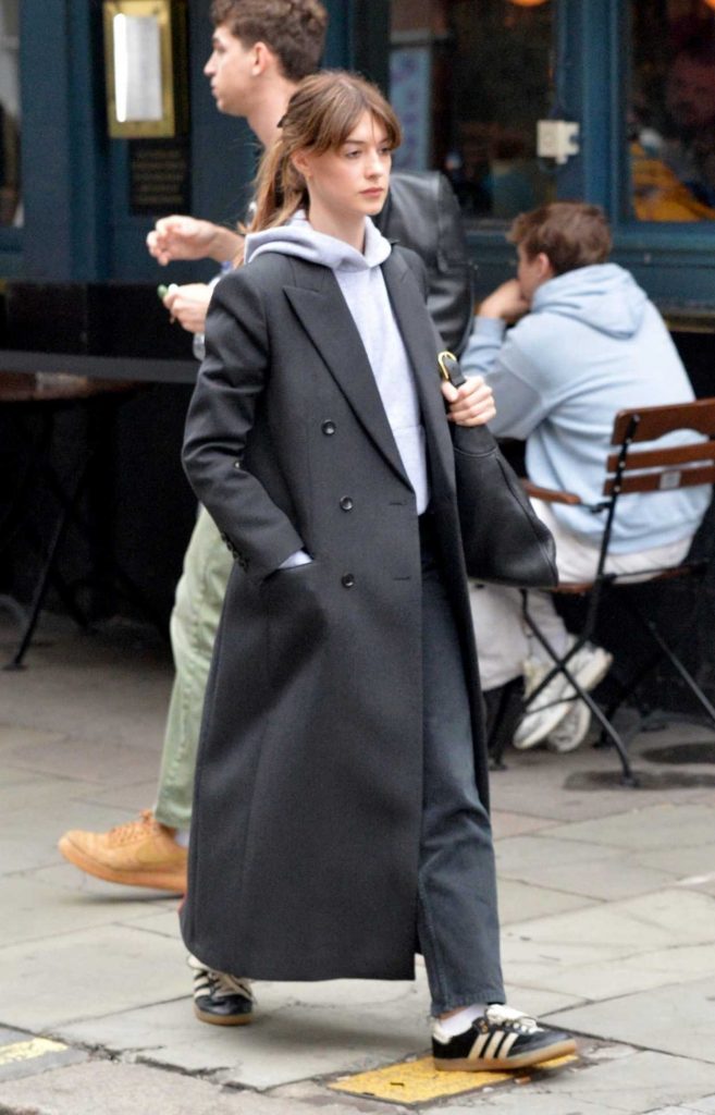 Daisy Edgar-Jones in a Grey Coat