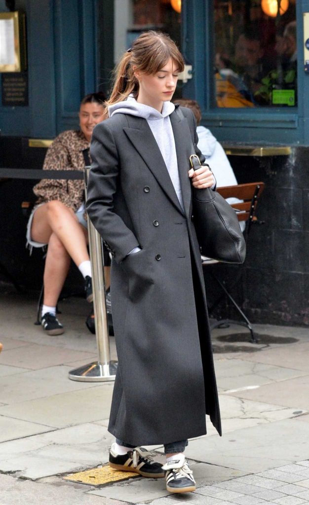 Daisy Edgar-Jones in a Grey Coat