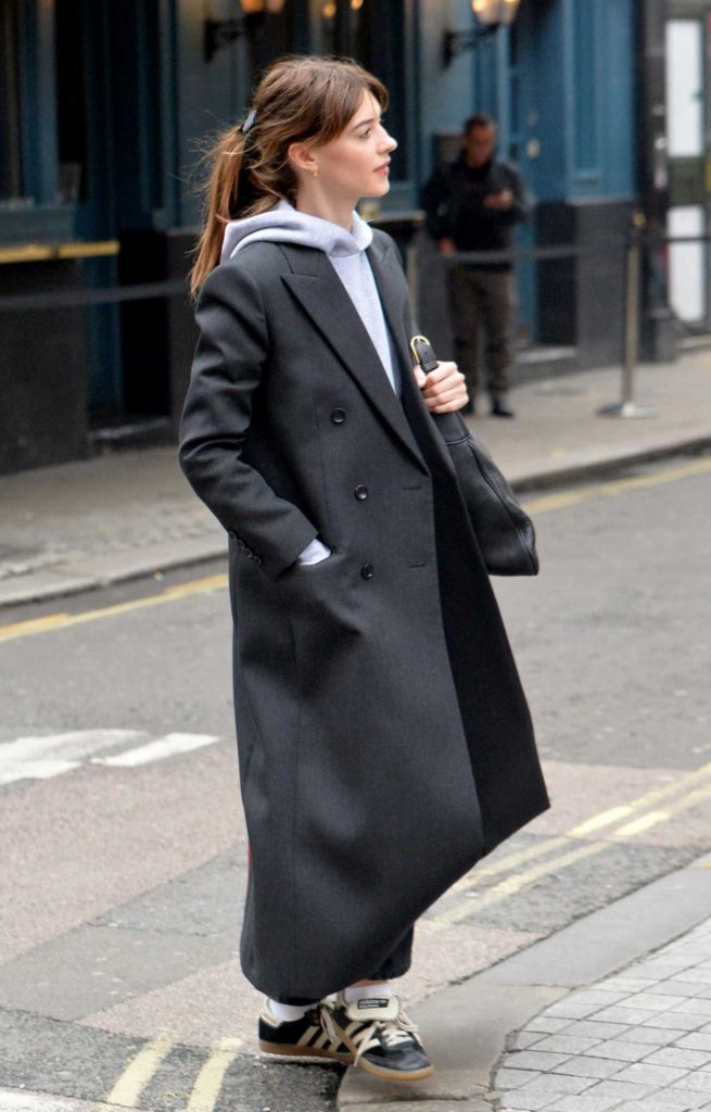 Daisy Edgar-Jones in a Grey Coat