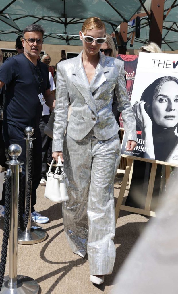 Diane Kruger in a Silver Pantsuit